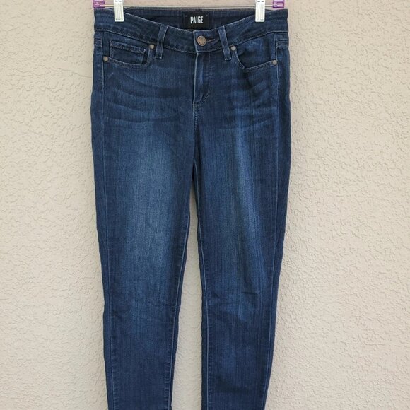 Paige Womens Transcend Verdugo Ultra Skinny Dark Blue Jeans Size 27 - Picture 1 of 5